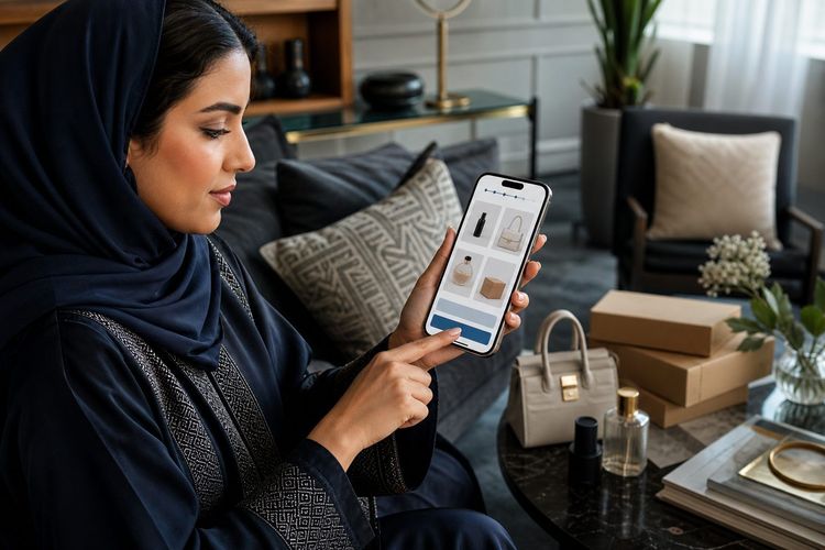 Online shopping checkout on a mobile phone